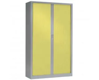 Armoire haute à rideaux monobloc - PIERRE HENRY - L120 x H198 - Aluminium / Anis