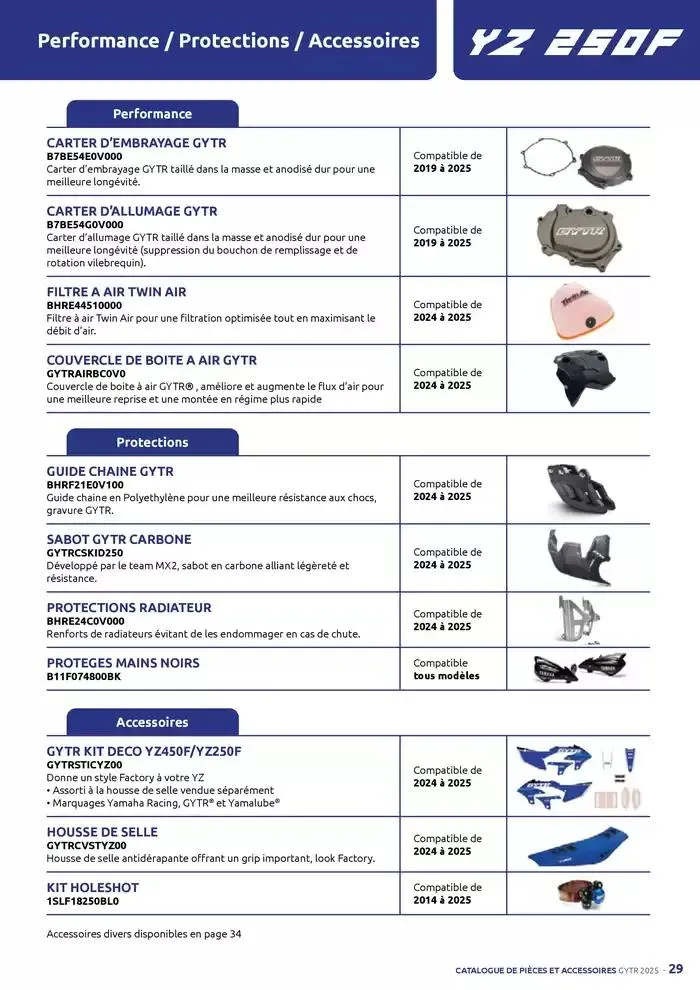 Catalogue Yamaha Motos - Accessoires GYTR Off Road du 23 septembre au 30 avril 2025 - Catalogue page 29