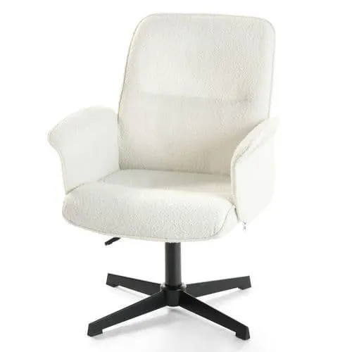 MEUBLES COSY Chaise De Bureau Fauteuil Pivotant Hauteur Réglable En Bouclette Blanc
