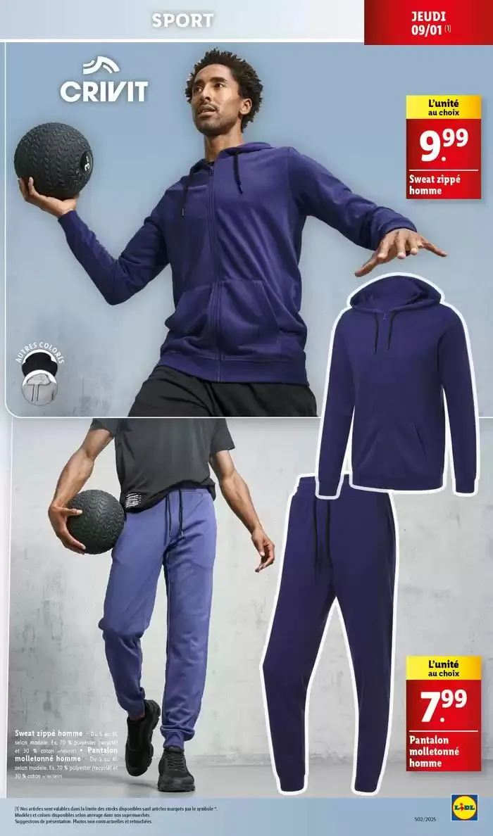 Réveillez le sportif en vous! Atteignez vos objectifs grâce aux affaires de sport Lidl. du 8 janvier au 13 janvier 2025 - Catalogue page 17