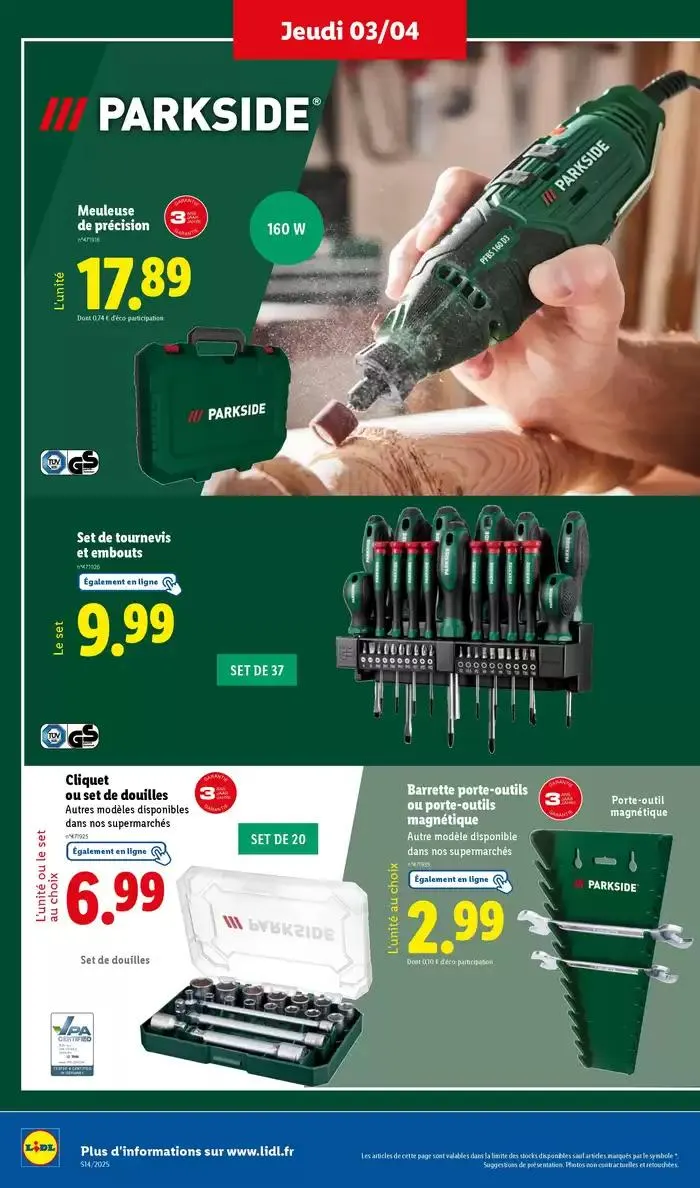 Parkside est le meilleur allié pour tous vos projets de bricolage, profitez-en ! du 3 avril au 7 avril 2025 - Catalogue page 2