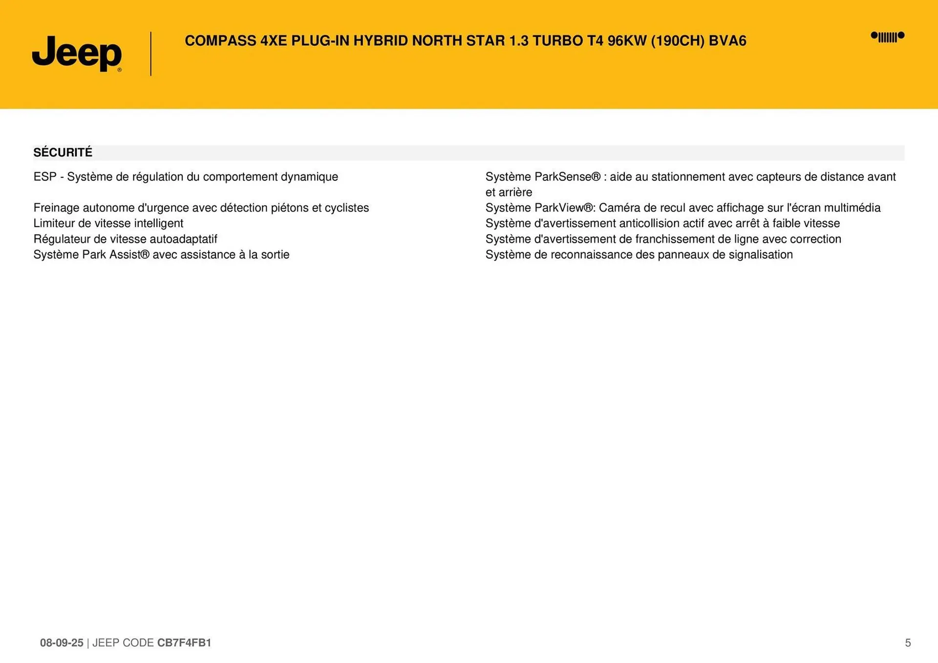 Catalogue Jeep du 9 septembre au 9 septembre 2026 - Catalogue page 5