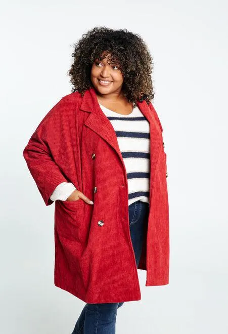 Veste longue en velours uni