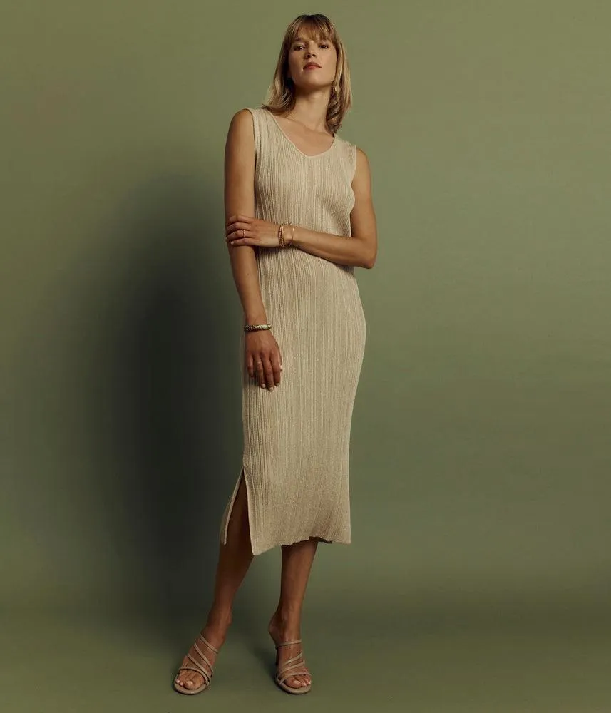 Robe tube maille côtes irisée