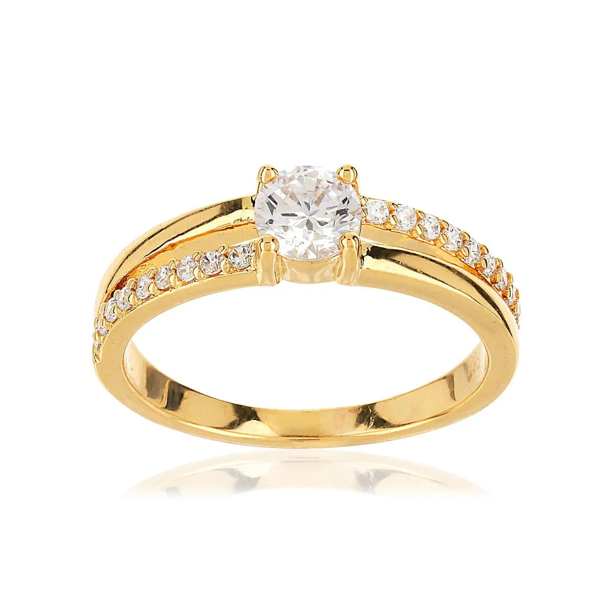 Bague plaqué or zirconias