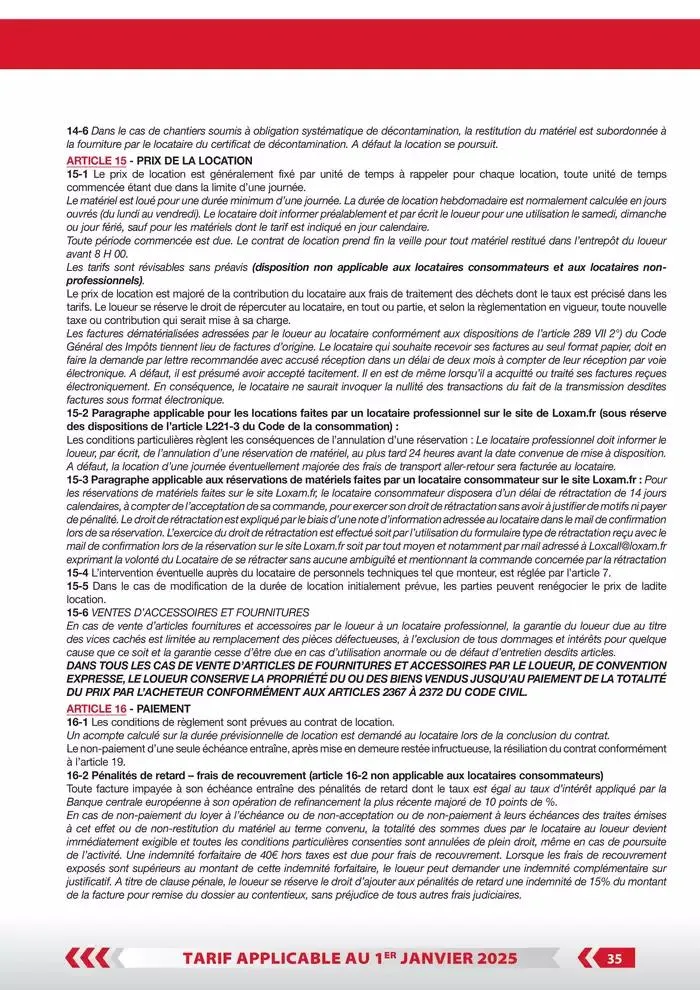 Tarifs particuliers du 3 janvier au 31 décembre 2025 - Catalogue page 37