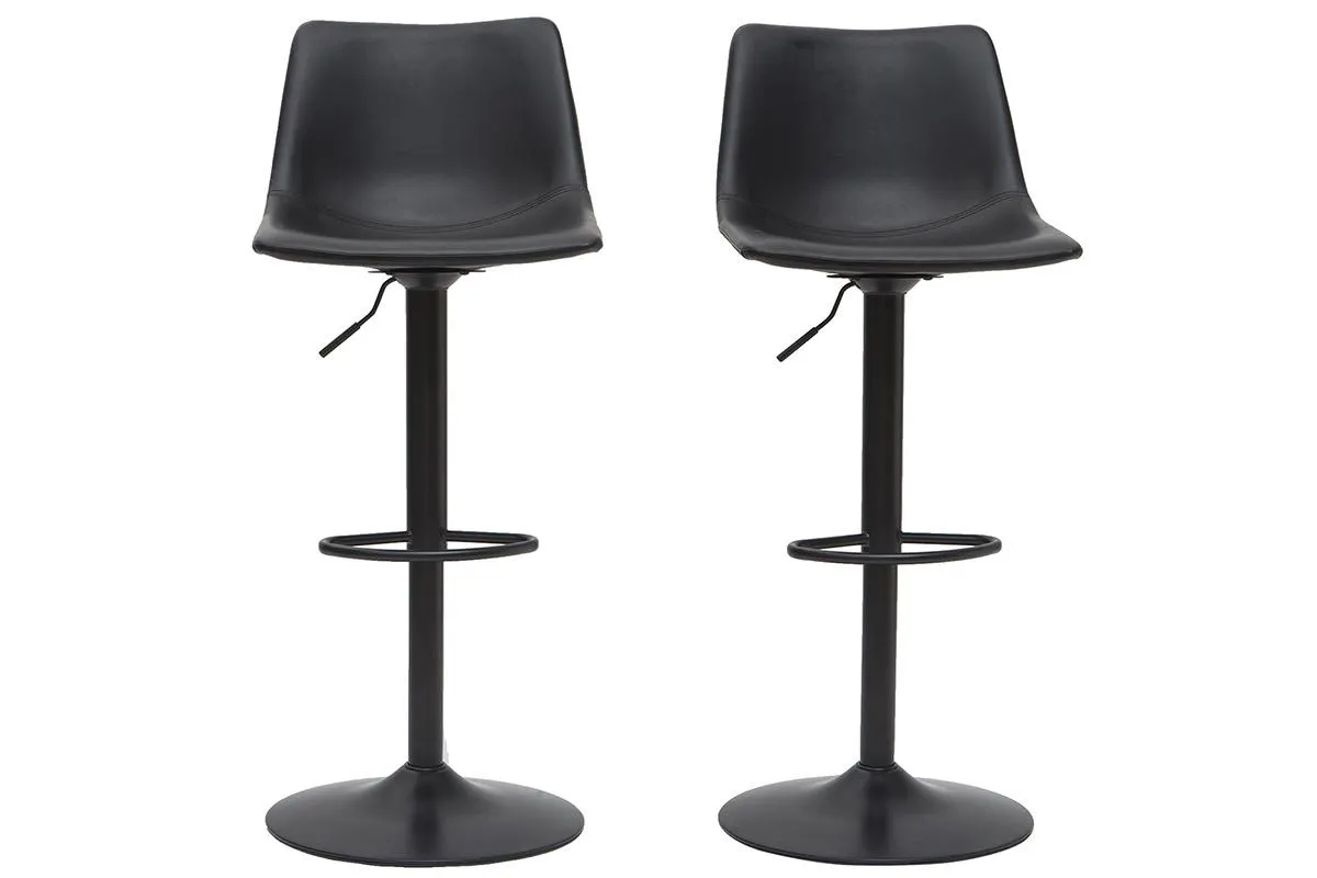 Tabourets de bar vintage réglables pivotants noirs (lot de 2) NEW ROCK