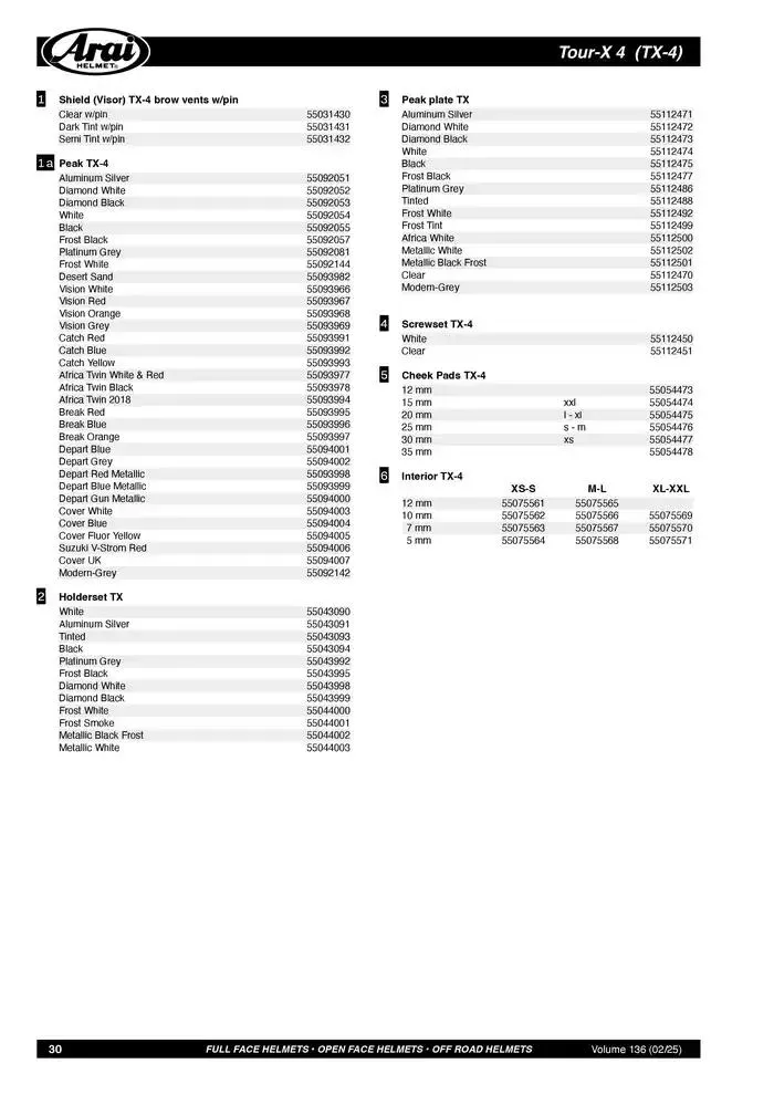 ARAI Parts Book 2025 du 21 février au 31 décembre 2025 - Catalogue page 30