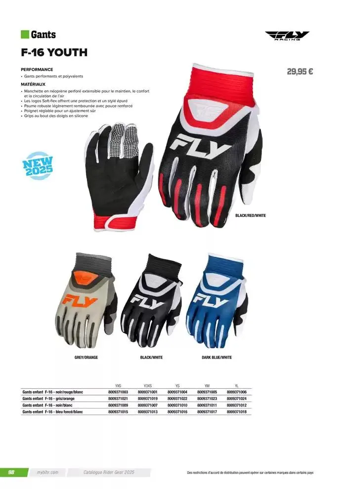 FLY RACING 2025 du 20 novembre au 31 août 2025 - Catalogue page 100