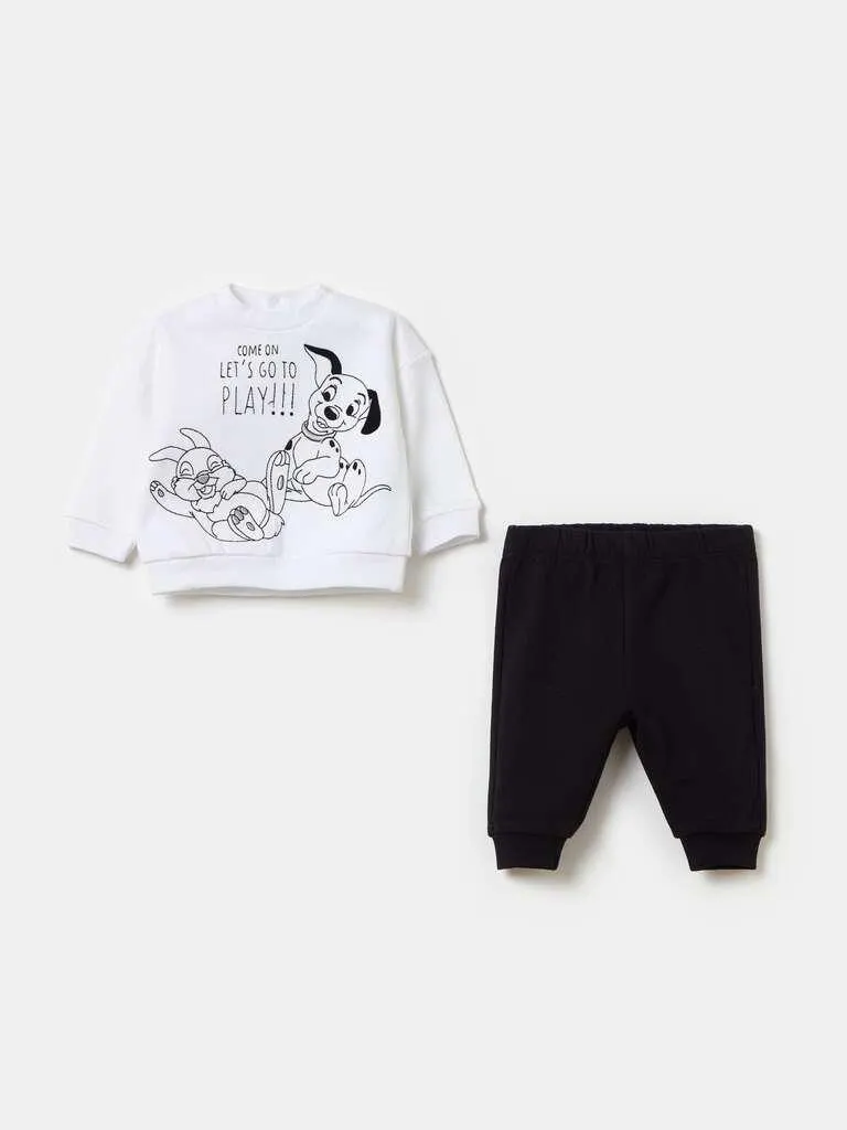 Jogging set with Lucky and Thumper embroidery Blanc/noir