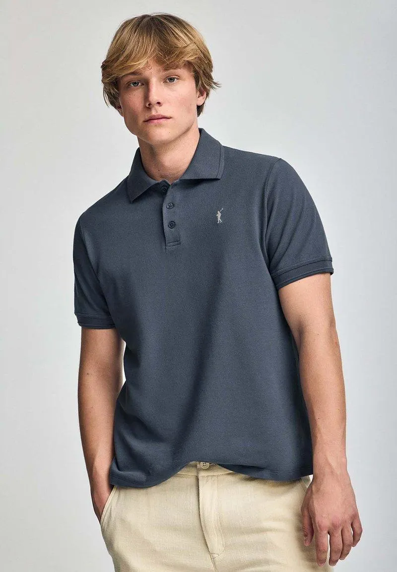 REGULAR FIT THREE BUTTONS - Polo - denim blue