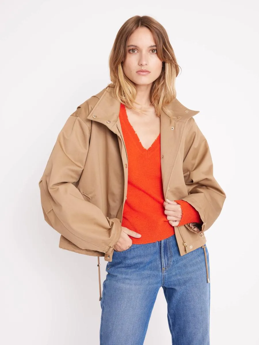 VIENA | Parka courte beige à capuche
