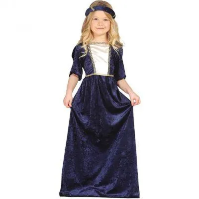 Costume Dame Médiévale Bleu Fille - Taille au Choix