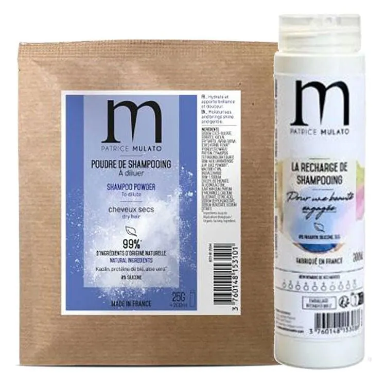 Kit DIY flacon + shampooing poudre à reconstituer cheveux secs