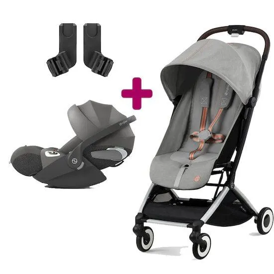 Pack Poussette duo Orfeo Lava Grey + Coque Cloud T i-size Mirage Grey + adaptateurs coque de Cybex