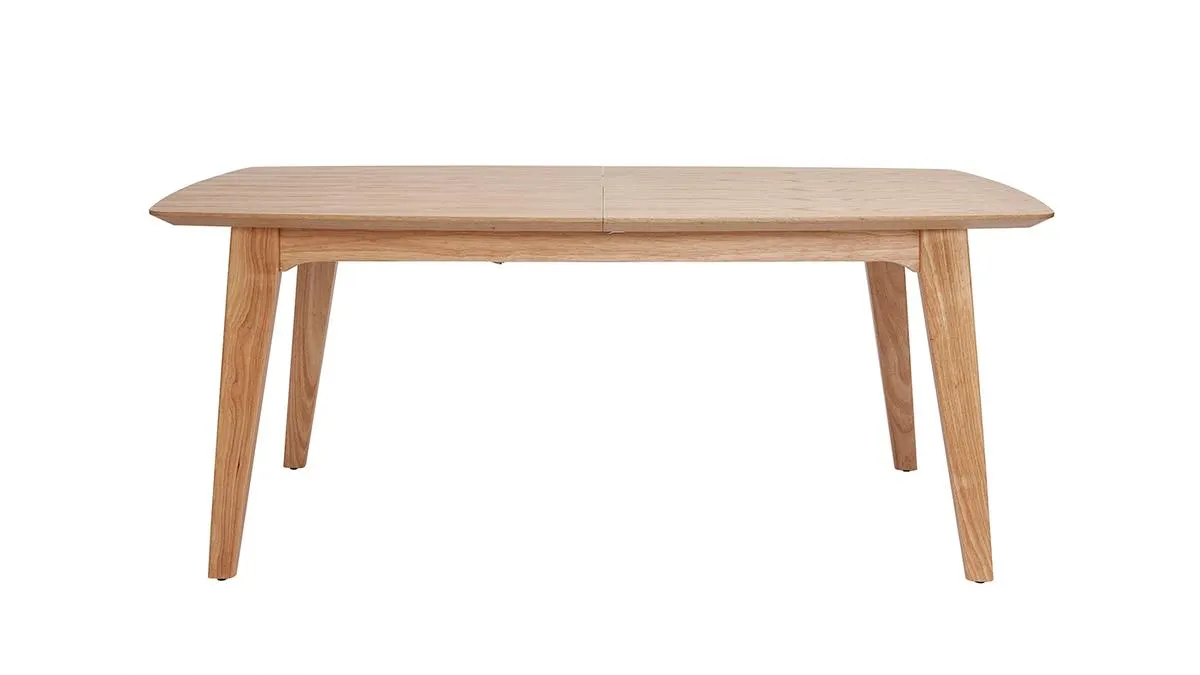 Table extensible rallonges intégrées rectangulaire en bois clair L180-230 cm FIFTIES