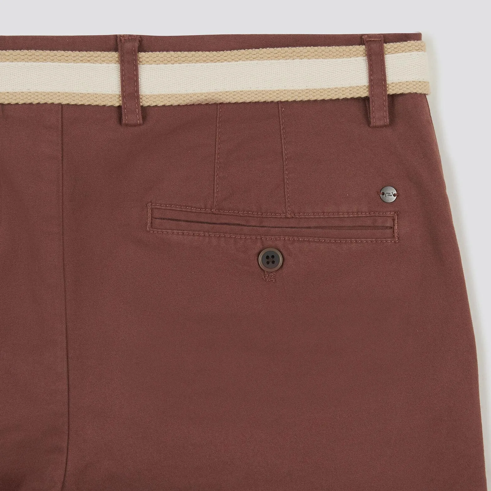 Bermuda chino uni avec ceinture - Marron