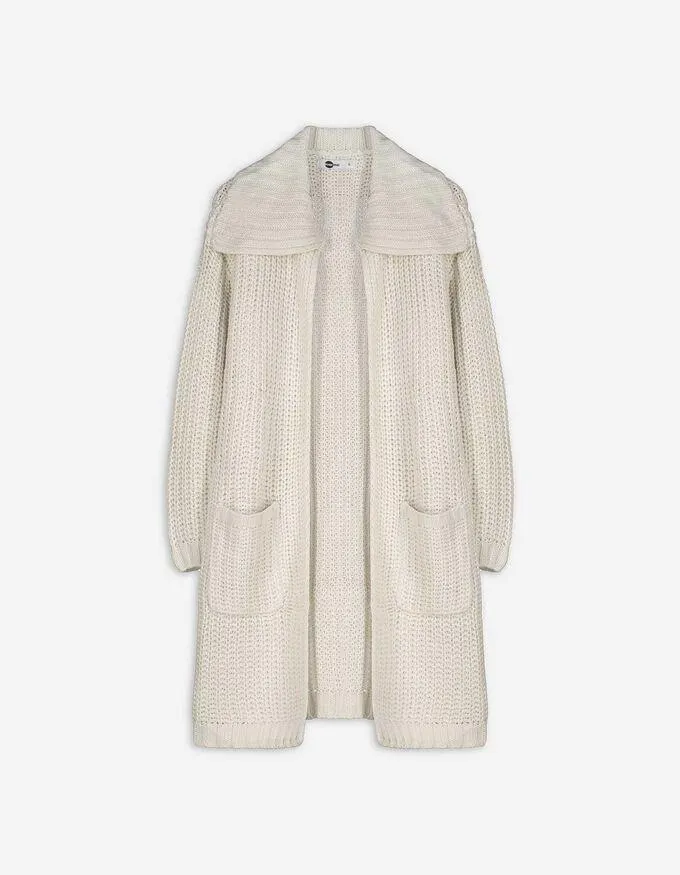 Lang vest - Grof breisel - beige