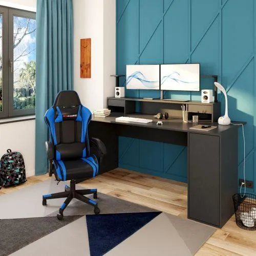 Fauteuil de bureau ergonomique Gamer FURIOUS noir et bleu