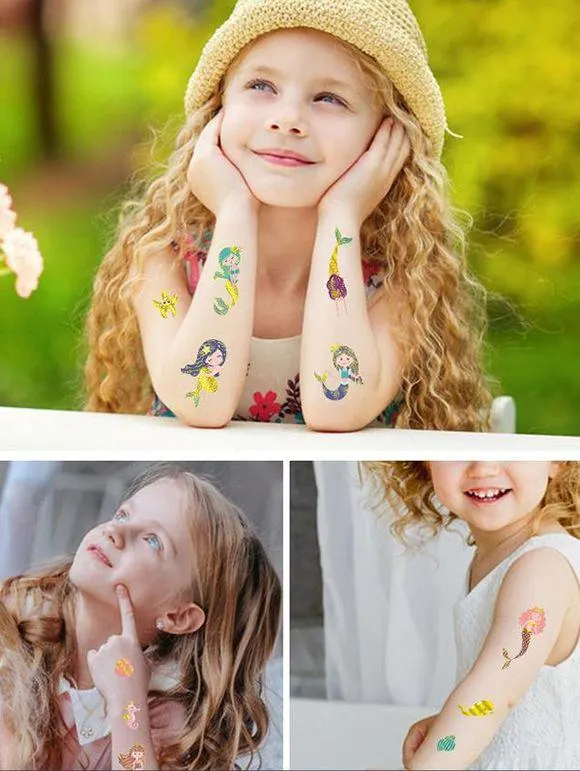 4 Pièces Ensemble D'Autocollants Muraux Adorables Solide Motif Sirènes Vêtements de Dessin Animé