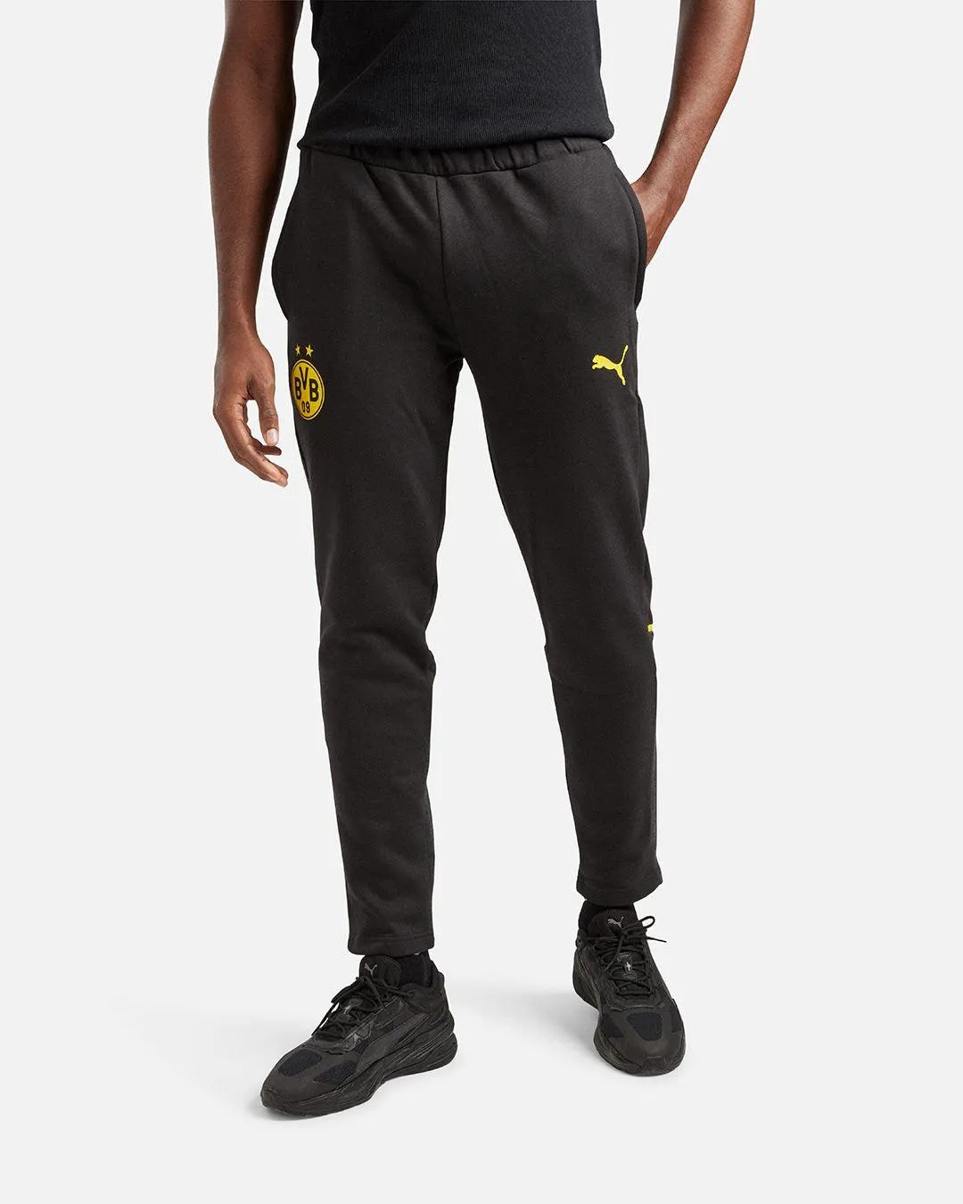 Dortmund Casual Tracksuit Bottoms 2023/2024 - Black/Yellow