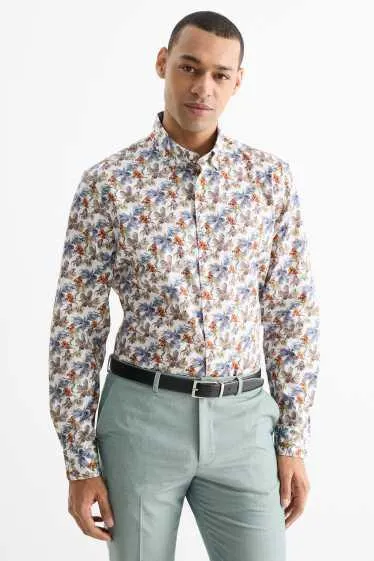 Business shirt - regular fit - button-down collar - patterned