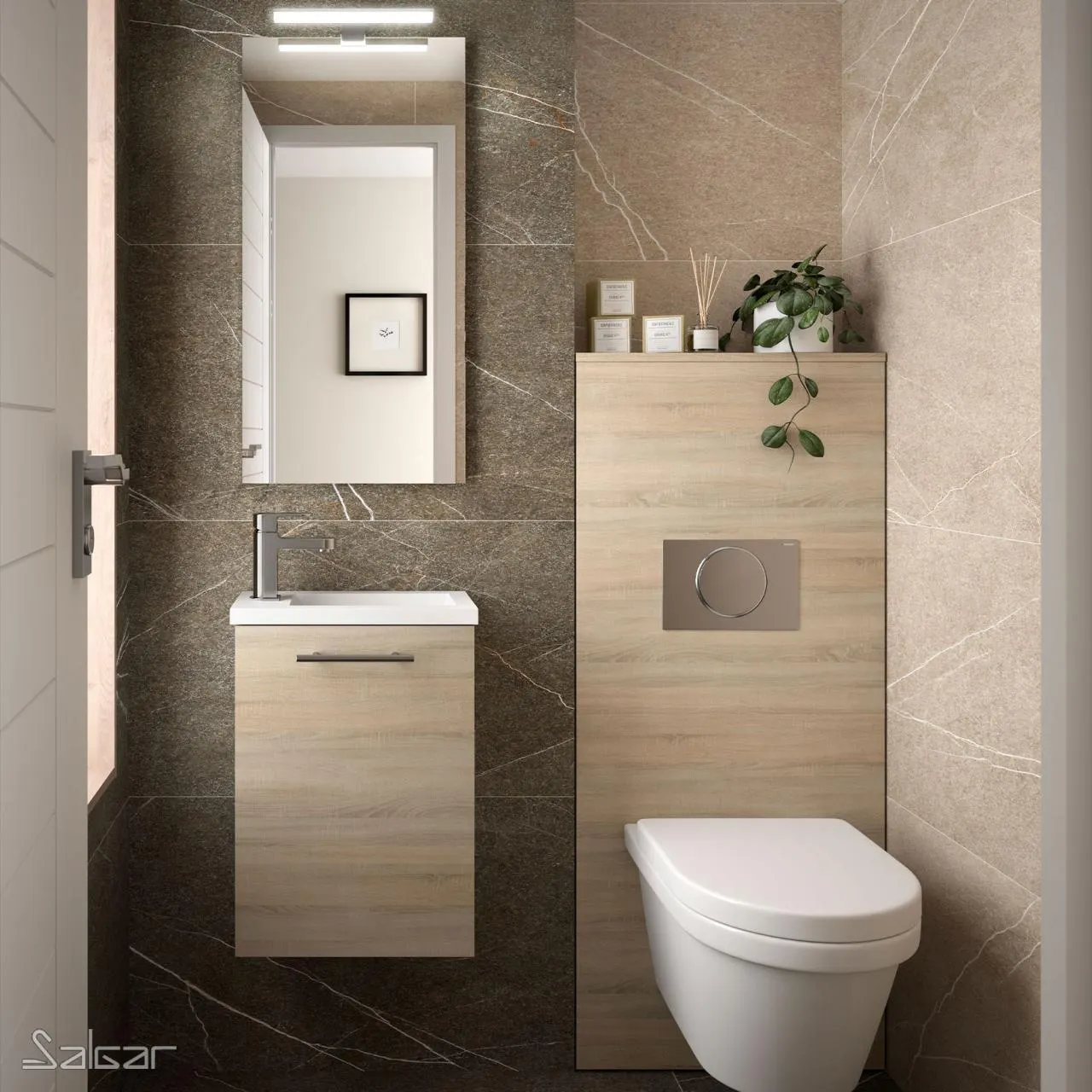 MEUBLE + VASQUE MIROIR MICRO 400 BOIS 22898 SALGAR