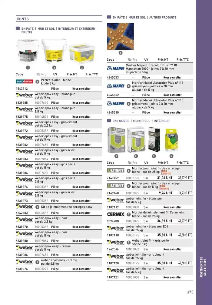 Matériaux 2025 du 1 janvier au 31 décembre 2025 - Catalogue page 373