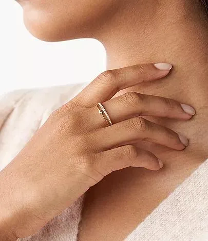 Bague Hearts To You en acier inoxydable, doré rose