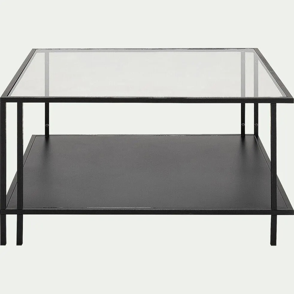 HENU Table basse en verre et métal - noir