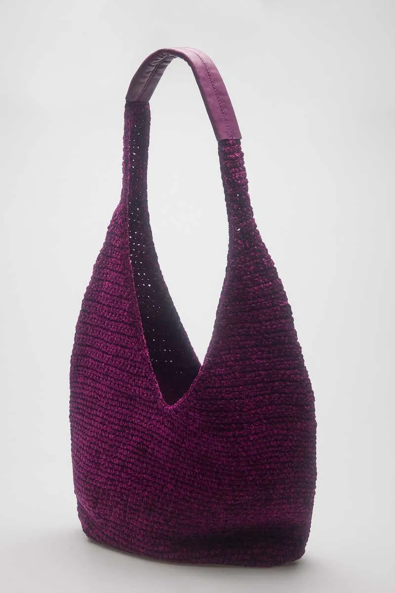 Bolso tricotado chenilla reciclada