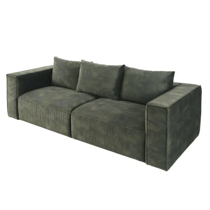 Sofá de 4 plazas de terciopelo verde oscuro
