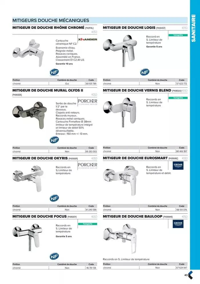 Catalogue génie climatique & sanitaire | Édition 2024-2025 du 2 octobre au 31 décembre 2025 - Catalogue page 43