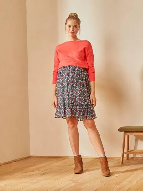 Jupe de grossesse en crêpe imprimé - vert aop