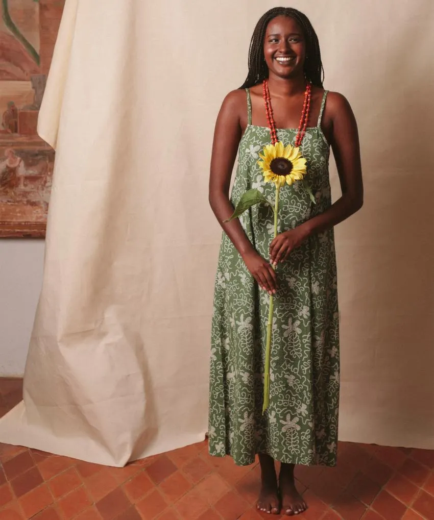 Robe longue Rosa Le Sud en coton seersucker