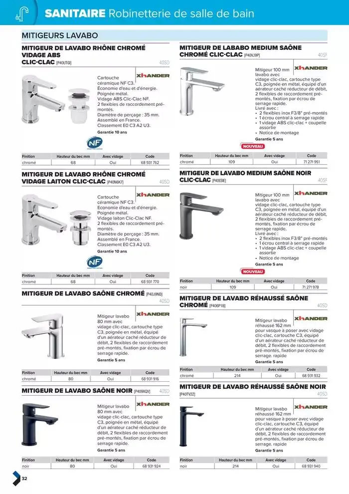Catalogue génie climatique & sanitaire | Édition 2024-2025 du 2 octobre au 31 décembre 2025 - Catalogue page 32