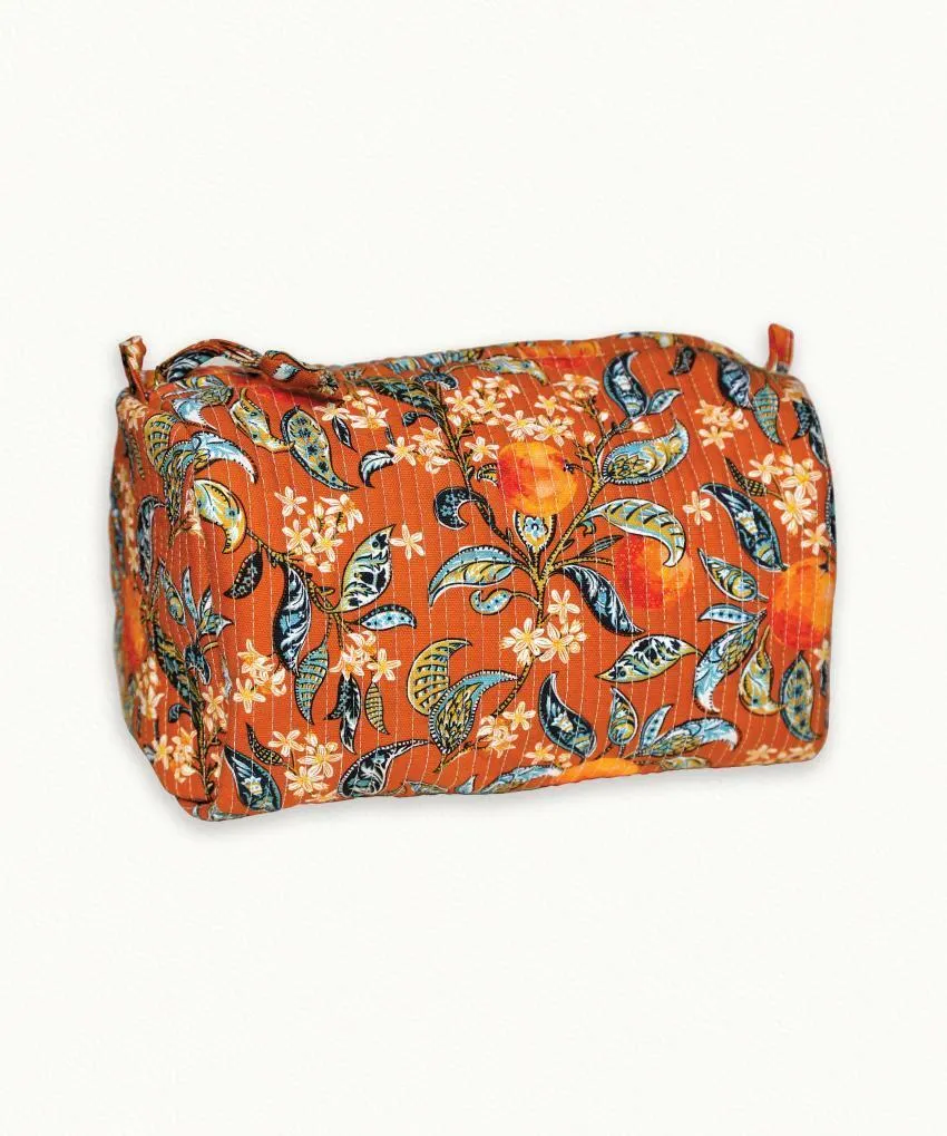 Trousse de toilette en coton imprimé Fleur d'Oranger