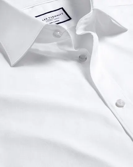 Semi-Cutaway Collar Egyptian Cotton Twill Shirt - White