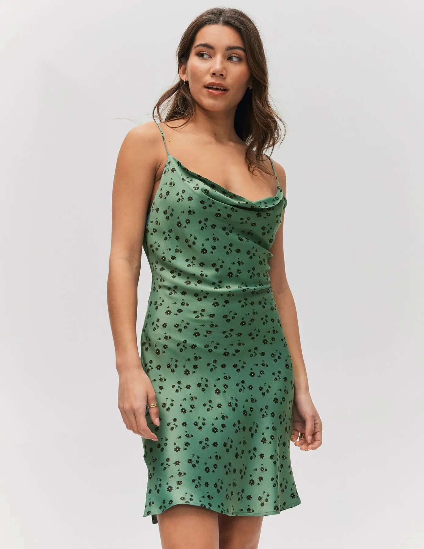 Robe imprimée satin - Noir