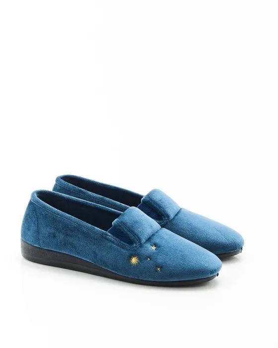 Chaussons brodés aspect velours