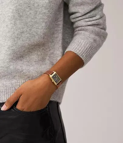 Montre Raquel à trois aiguilles avec date, en cuir , brun