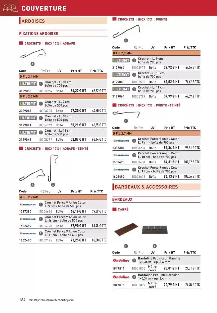 Matériaux 2025 du 1 janvier au 31 décembre 2025 - Catalogue page 184