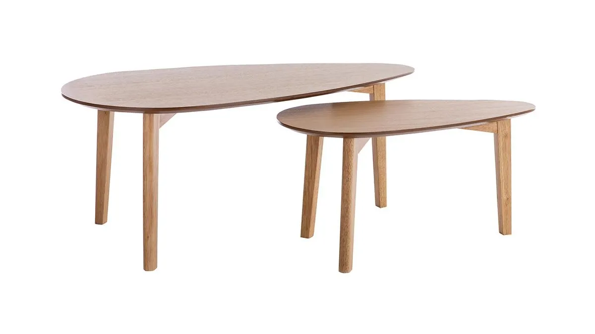 Tables basses gigognes scandinaves bois clair chêne (lot de 2) ARTIK