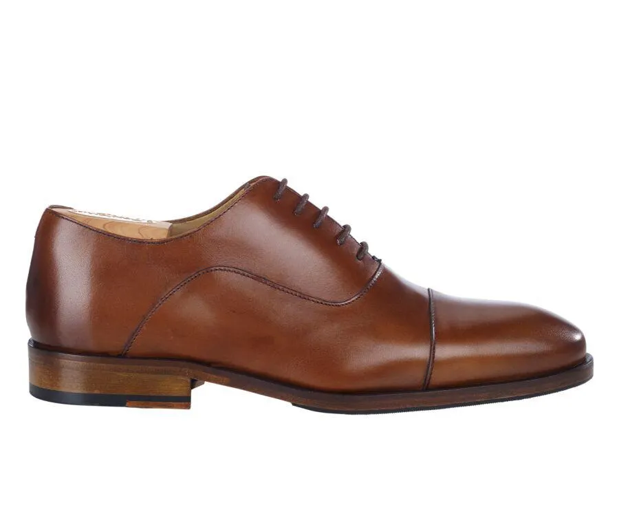 Richelieu homme Cognac Patiné semelle cuir avec patin - GRAKLEY