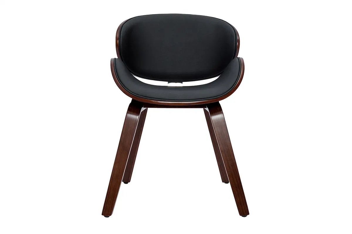 Chaise design noir et bois foncé noyer WALNUT