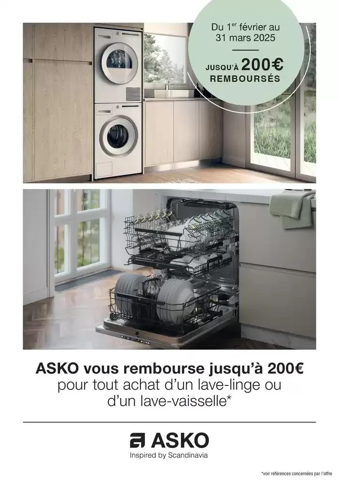 OFFRE ASKO : jusqu'à 200€ remboursés ! du 31 janvier au 31 mars 2025 - Catalogue page 1