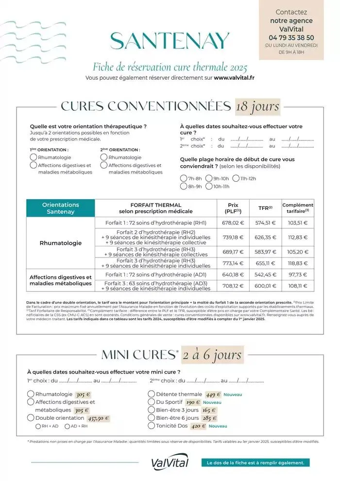 Fiche de réservation Santenay 2025 du 9 décembre au 31 décembre 2025 - Catalogue page 1