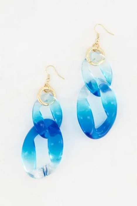 Boucles d'oreilles imposantes, maillons larges, dégradé de couleurs