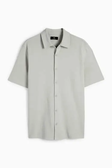 Shirt - relaxed fit - kent collar - textured