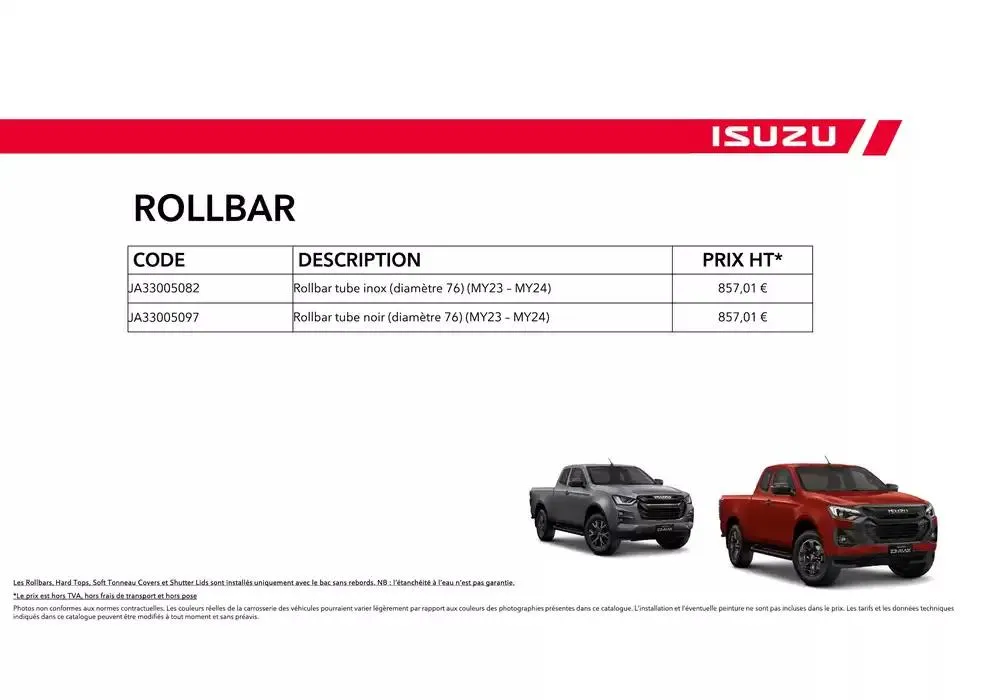 ISUZU SPACE N60B Accessoires du 15 octobre au 15 octobre 2025 - Catalogue page 35